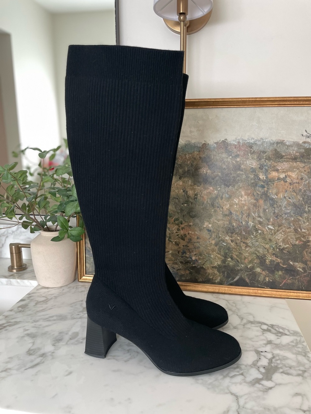 VIVAIA Tessa Wool Knee Tall Boots Black 41 Water Repellent Size 9.5